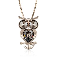 Denvosi Necklace Bright Crystal Wisdom Owl Made with Swarovski Crystals Sweater Necklace Pendant Necklace for Women Gift for Anniversary Valentine Bright Crystal, Sweater Necklace, Gift For Anniversary, Owl Pendant, Crystal Gems, Beautiful Gift Boxes, Necklace For Women, Necklace Pendant