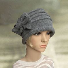 This is gray elegant woman's felt cloche hat. It is soft and lightweight. This hat is very comfortable and easy to wear. It is a very stylish women's hat that is going to keep you warm in cold days, yet you will look amazing. You can put it on with classic and casual style clothing, so this beautiful hat is very universal. Composition: 100% wool One size to fit average woman's head. CARE: Hand wash in lukewarm water. Do not dry in the dryer! Air dry over a balloon or small bowl to retain hat sha Stylish Womens Hats, Felted Hats, Wool Cloche Hat, Felted Hat, Cloche Hats, Ladies Hats, Felt Hats, Womens Hat, Boiled Wool