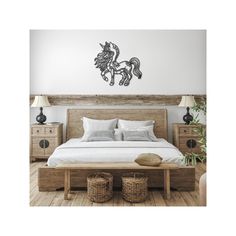 a dog with a heart on it's back wall decal in a bedroom