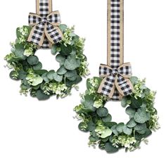 PRICES MAY VARY. ❀The pretty wreath set package includes 2 pieces of Faux Kitchen Cabinet Wreaths, each cabinet wreath comes with a faux burlap black and white plaid bow for your decorating needs everywhere. ❀Size to Fit Cabinets:Each Faux Kitchen Cabinet Wreaths measures about 25cm/10" outside diameter, 11cm/4.3" inside diameter, and ribbon length is about 37.5cm/15", just right to decorate your cabinets and shelves, the length can be trimmed. ❀Premium Materials:Faux Kitchen Cabinet Wreaths are Mini Kitchen Cabinet, Kitchen Cabinet Wreaths, Cabinet Wreaths, Boxwood Wreath Christmas, Window Chair, Porch Wall, Swag Wreath, Pretty Wreath, Boxwood Wreath