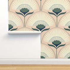 an art deco wallpaper design with fan shapes