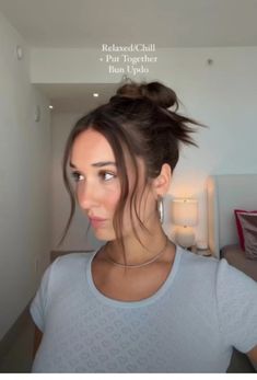 Bun Hairstyles Going Out, Updo Hairstyles For Going Out, Basic Hair Updos, Updo Going Out Hairstyles, Updo Hairstyles For Waitresses, Classy Office Hairstyles, Sunday Brunch Hairstyles, Simple Up Hairstyles For Medium Hair, Hairstyles For Medium Length Hair Updo Everyday