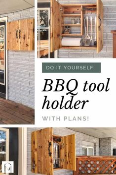 an outdoor bbq tool holder with plans and instructions to make it easier for you to use