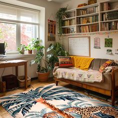 a living room filled with furniture and lots of books