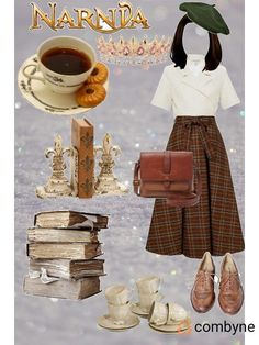 there is a collage of items that include shoes, coffee and books