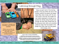 a website page for children's learning through play with pictures of cars and trucks