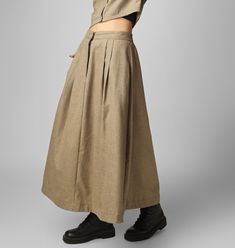 "Winter Maxi skirt for women, Warm Button-down skirt, Long skirt, Custom made, Made to order, Plus size -Model height: 5'7\" wearing size S -Length: 38\" -Fit: A-line -Closure: Front button and zipper" Casual Fitted Maxi Skirt With Button Closure, Button Closure Maxi Skirt For Work, Spring Long Skirt With Buttons, Fitted High Waist Maxi Skirt With Buttons, Buttoned Flared Skirt For Fall, Spring Workwear Maxi Skirt With Buttons, Fall Flared Skirt With Buttons, Fall Wide Leg Skirt With Buttons, Flared Skirt Bottoms With Buttons For Fall