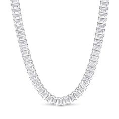 With an endless row of baguette-cut white lab-created sapphires, this shimmering tennis necklace makes a bold statement of style. Crafted in sterling silver This look glistens with 6.0 x 4.0mm baguette-cut white lab-created sapphires. This 18.0-inch necklace secures with a tongue and groove clasp. Sapphire Tennis Necklace, White Lab, Peoples Jewellers, Necklace Clasps, Tennis Necklace, Tongue And Groove, Sapphire Stone, Baguette Cut, White Sapphire