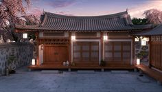 ArtStation - Hanok Korean House , Claudia Nunes Hanok House Aesthetic, Korean Houses Traditional, Hanok Mansion, Traditional Korean House Floor Plan, Hanok House Korean Traditional, Sketches Easy, Sci Fi Movies, House Inspiration