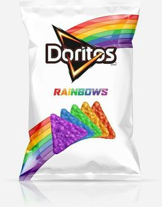 rainbow handprints are in front of a bag of doritos powdered candy