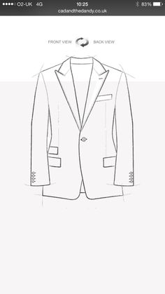 a drawing of a white jacket with buttons on the front and back, in black and white