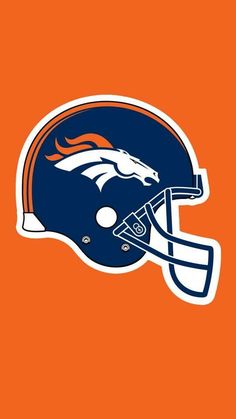 the denver football helmet on an orange background