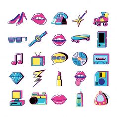 various colorful icons on white background with clippings for use in web and mobile devices