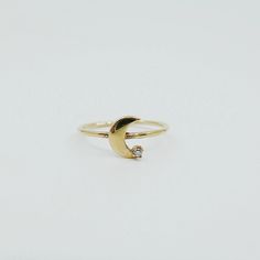 Best Friend Ring, Best Friend Rings, Moon Silhouette, Crescent Moon Ring, Friend Rings, Charm Ring, Cvd Diamond, Moon Ring, Gold Moon