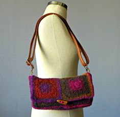 If you want to see my other handmade knit bags; https://www.etsy.com/shop/yarnisland?ref=seller-platform-mcnav&section_id=27294020 100% Handmade clutch and shoulder bag... This beautiful felted purse was hand knit with luxurious 100% wool, then felted and finished into this soft handbag. Agitation and hot water cause the wool to shrink and form a soft, dense fabric. The resulting felted wool is soft to the touch, yet strong and durable. Measurement Height : 15 cm, 6 inches Width : 26 cm, 10. Handmade Rectangular Shoulder Bag For Fall, Felt Clutch, Felted Purse, Knit Bags, Handmade Clutch, Crochet Granny Square, Handmade Knit, Crochet Halter Tops, Bohemian Bracelets