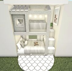 a room with a bed, couch and other items in the corner on the floor