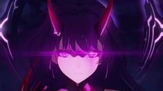 an anime character with horns on her head