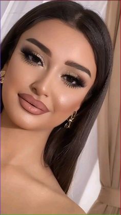 Soft Glam Makeup For Burgundy Dress, Makeup For Nude Dress, Gold Dress Makeup Look, Bridesmaid Glam Makeup, Makeup Looks For A Black Dress, Makeup Looks For Black Dress Classy, Black Gown Makeup Look, Black Dress Makeup Ideas Classy, Belle Makeup Look