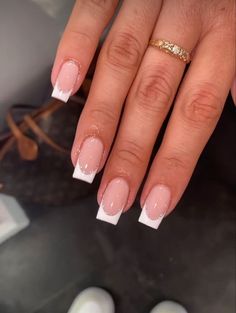 French Manicure Acrylic Nails, French Tip Acrylic Nails, Her Nails, Pink French, Simple Acrylic Nails, French Acrylic Nails, Classy Acrylic Nails, Short Square Acrylic Nails, Nails White