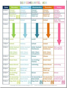 the daily schedule is shown with arrows pointing in different directions