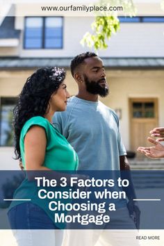 a man and woman talking to each other in front of a house with the words, the 3 factorors to consider when choosing a marriage