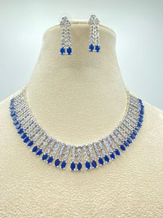 Women American diamond necklace set. It's perfect to wear with any kind outfits. If any questions please do let us know. Thank you for visiting us. Diamond Necklace Set Indian, Asian Party, American Diamond Necklaces, Necklace Set Indian, Diamond Necklace Set, Jewelry Indian, Wedding Jewellery, American Diamond, Party Jewelry