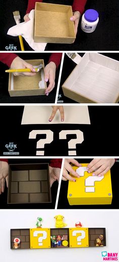 how to make a diy mario paper box craft for kids with instructions and step - by - step pictures