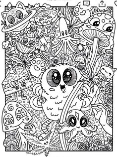 an adult coloring book with lots of cute animals and plants in the middle of it