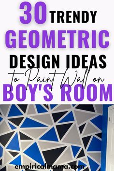 Skip the traditional wall painting and create something that your son will adore. This list contains easy yet trending geometric pattern to paint on wall including easy geometric sharpie wall that you can create on your existing wall paint. Triangle Geometric Pattern Wall, How To Paint Designs On Wall, Geometric Pattern Wall Paint, Shapes Painted On Wall, Wall Pattern Design Paint, Paint Geometric Pattern Wall, Painting Lines On Walls, Modern Geometric Wall Paint, Modern Paint Designs On Wall