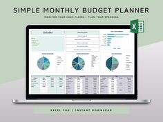 the simple budget planner is displayed on a laptop