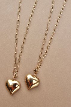 18K Gold Non-Tarnish Large Heart necklace with a trendy, paperclip link chain. Pendant Size : 1 x 1" Chain Length : 15" Extension Length: 2" Everyday Heart-shaped Cable Chain Necklace, Valentine's Day Heart Pendant Paperclip Chain Jewelry, Valentine's Day Heart-shaped Paperclip Chain Jewelry, Valentine's Day Heart Shaped Paperclip Chain Jewelry, Heart Charm Link Chain Necklace For Gift, Heart Charm Link Chain Necklace As A Gift, Gold Plated Heart Necklace With Paperclip Chain, Gold Dainty Heart Necklace With Paperclip Chain, Dainty Gold Heart Necklace With Paperclip Chain