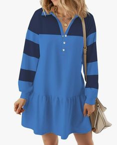 Womens Oversized Sweatshirt Dress Spring Fall Trendy Long Sleeve Button Lapel Pullover Mini Dresses #aff Oversized Sweatshirt Dress, Womens Oversized Sweatshirts, Mini Dress Outfit, Mini Dress Outfits, Dress Spring, Oversized Sweatshirt, Sweatshirt Dress, Mini Dresses, Spring Dresses