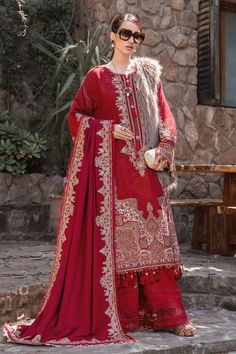 Maroon Embroidered Pakistani Salwar Kameez with Dupatta Salwar Suit Pakistani Velvet Dresses, Readymade Saree, Pakistani Salwar Kameez, Maria B, Pakistani Designers, Pakistani Outfits, Fabric Stores Online, Wedding Party Dresses, Salwar Kameez