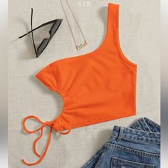 Super Cute And Bright Color For Going Out This Summer! Nwt It Was Too Small On Me Size Small Orange Crop Top Outfit, Preppy Outfits For Work, Summer Crop Top Outfits, Top Naranja, Orange Top Outfit, Adrette Outfits, Tops Shein, Plus Size Summer Outfits, Preppy Summer Outfits