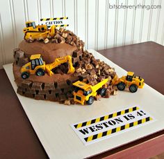 there is a cake made to look like a construction site