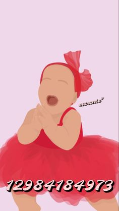 a baby girl in a red dress with her hands clasped to her chest and the words,