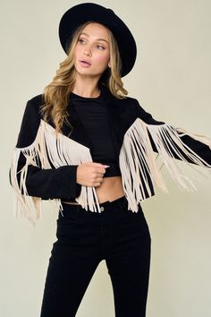 Soft Faux Suede Leather Fringe Back Motorcycle Jacket - Etsy Western Leather Jacket With Fringe For Winter, Spring Black Tasseled Outerwear, Rodeo Outerwear With Tassels, Spring Rodeo Outerwear With Fringe, Long Sleeve Outerwear With Tassels For Rodeo, Black Leather Jacket With Fringe For Spring, Western Style Fringe Outerwear For Rodeo, Western Tassel Outerwear For Fall, Fall Leather Jacket With Fringe For Rodeo