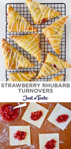 strawberry rhubarb turnoverers on a cooling rack