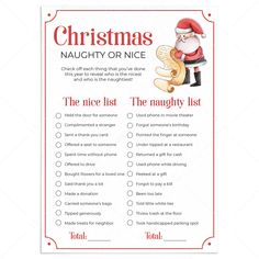 a printable christmas activity for kids with santa clause on the top and list below