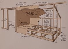 an image of a wooden structure with instructions on how to build it and where to put the