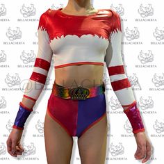 Harley Quinn Halloween Costume Harley Quinn Halloween Costume, Blue And Magenta, Harley Quinn Halloween, Harley Quinn Costume, Wrist Cuffs, White Colors, High Leg, Cropped Top, Harley Quinn