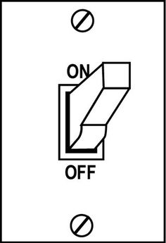 a black and white sign that says on off