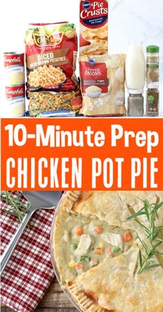 the 10 minute prep chicken pot pie is ready to be eaten