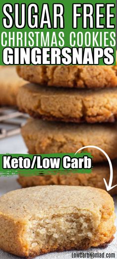 a stack of cookies with the words keto / low carb on top and below