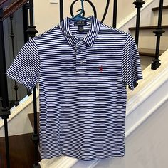 Boys Ralph Lauren Polo. Blue And White Striped. Looks Brand New. Youth Medium (10-12). Blue Ralph Lauren Cotton Tops, Navy Ralph Lauren Short Sleeve Tops, Ralph Lauren Navy Short Sleeve Tops, Navy Short Sleeve Ralph Lauren Top, Ralph Lauren Blue Collared Top, Ralph Lauren Striped Collared Tops, Ralph Lauren Navy Casual Tops, Blue Collared Preppy Tops, Preppy Blue Collared Top