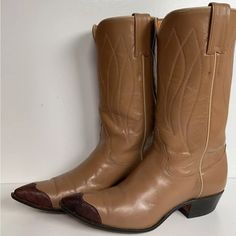 In Excellent Condition For Their Age. Size 7 B. Light Tan Cowgirl Boots, Vintage Brown Leather Boots For Rodeo, Vintage Brown Boots For Rodeo, Brown Suede-lined Boots For Rodeo, Ladies Cowboy Boots Size 5.5, Justin Boots, Shoes Vintage, White Label, Make Color