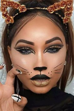 Simple Cat Makeup, Carnaval Make-up, Cat Halloween Makeup, Lady Makeup