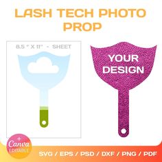 a pink and green brush with the words flash tech photo prop