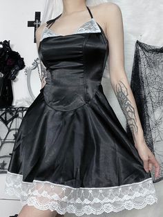 Dark Priestess Dress Maid Dress, Dress Satin