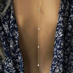 Long Crystal Necklace | Elegant Back Chain Sexy Necklace | Open Back Dress Accessories | Sparkly Formal Gold Necklace For Women This Very Elegant Necklace Is Perfect For That Special Occasion Such As A Wedding, Party Or Special Occasion. This Has A Delicate Round Cz In The Front And 3 In The Back. Gorgeous! Each Necklace Is Handmade From Your Order And It's Silver Party Clavicle Body Chain, Long Crystal Necklace, Silver Crystal Necklace, Gold Necklace For Women, Back Chain, Necklace Elegant, Open Back Dress, Elegant Necklace, Open Back Dresses